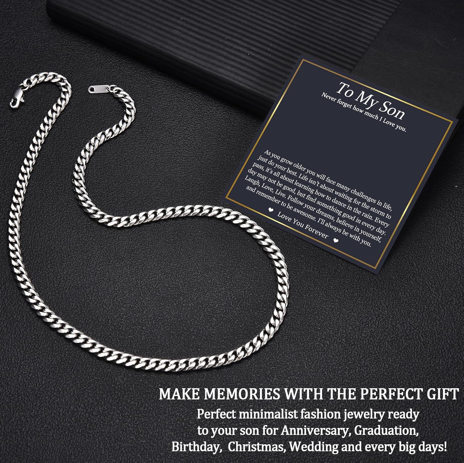 EPIRORA Cuban Link Chain Gifts for Men Boys, 6MM Stainless Steel Mens Cuban Necklace Birthday Christmas Valentines Day Anniversary Presents Jewellery Gifts for Son Grandson Nephew Boyfriend Friend - Image 5