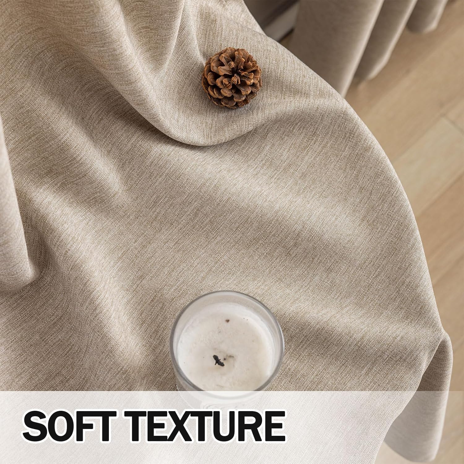 Two Pages Pinch Pleated Faux Linen Curtains with Pin Hooks - Mid Century Modern Farmhouse Curtains for Living Room Curtain - Light Filtering Curtain 60% Blackout 40 x 72 Inches Long