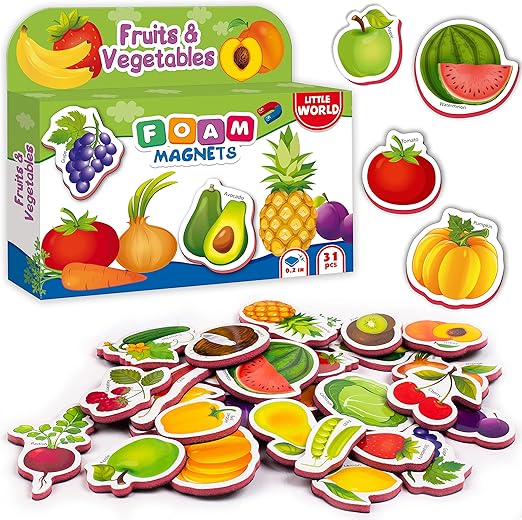 Little World Large Set of 31 Foam Fridge for