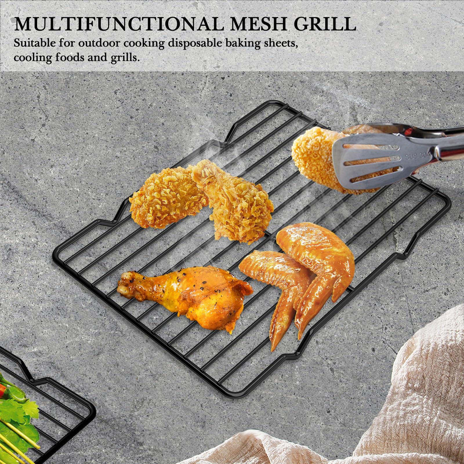 Linkidea Metal Grate Cooling Rack Pack of 2, Stainless Steel Baking Cooling Rack Rectangle 7.8'' x 10.2'' - Image 4