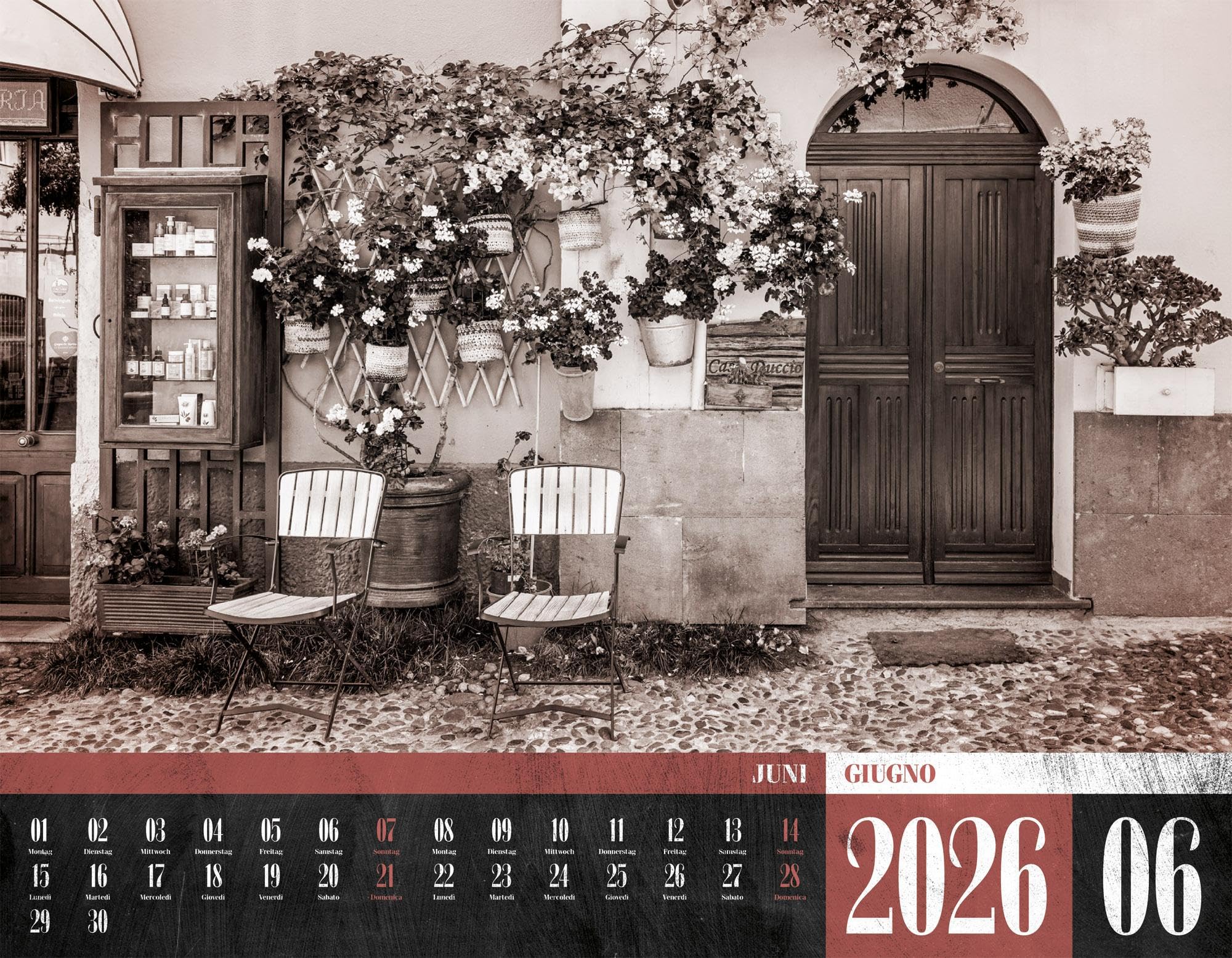 La Dolce Vita Kalender 2026 | Italienische Lebensart | Stimmungsvoller Italien-Kalender im großen Querformat (54x42 cm) | Fotos in Schwarz-Weiß/Sepia