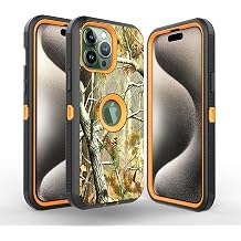 Camo Design Defender Case Designed for iPhone 16, Protective Defender Shockproof Hybrid Case Dual Layer Hard Protective Cover Compatible with iPhone 16 Camo Orange Tree