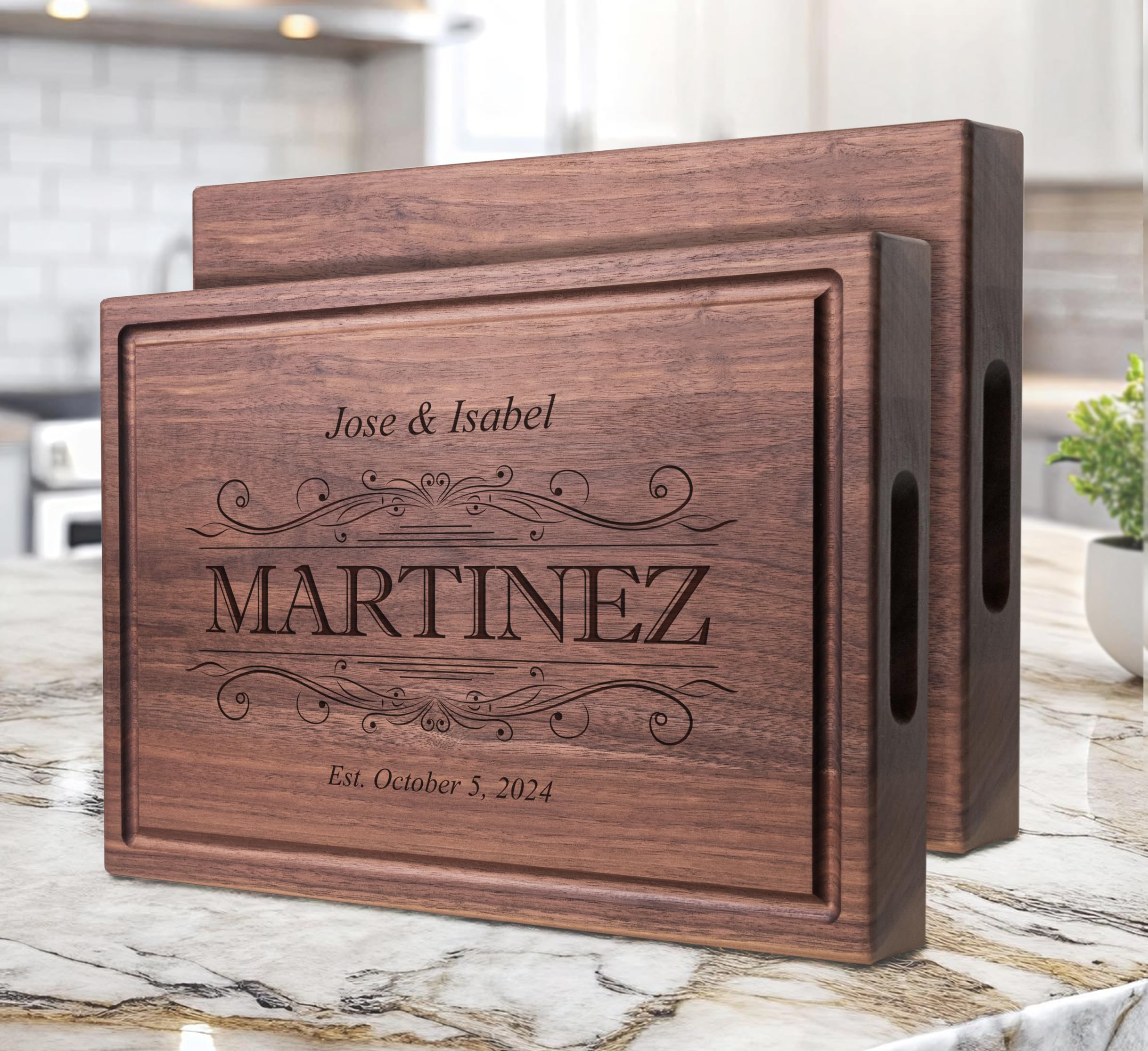 Straga Personalized Handmade XL Chopping Block #002-Wedding Gift for the Couple-Housewarming & New Home Closing Present- Appreciation-Award-Gift for Parents-Wife-Husband