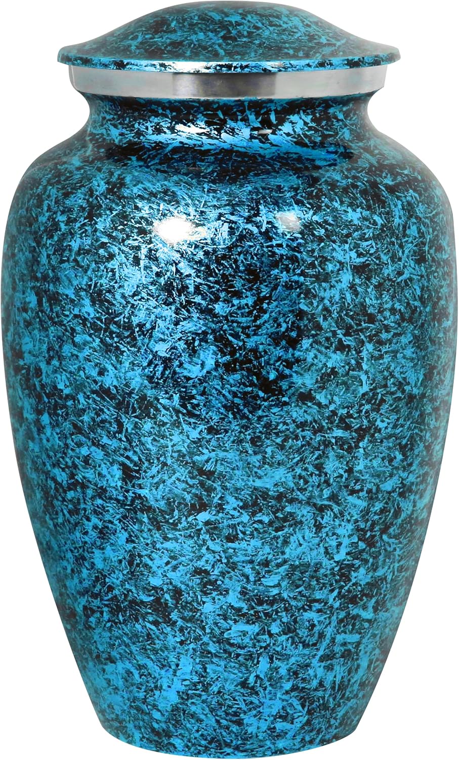 ALPHA Living HOME Large Cremation Urn for Human Ashes - Handcrafted Decorative Funeral Urn with Marble Finish - Memorial Urn for Adult Ash with Secure Threaded Lid Holds Up to 200 lbs 11" (Blue)