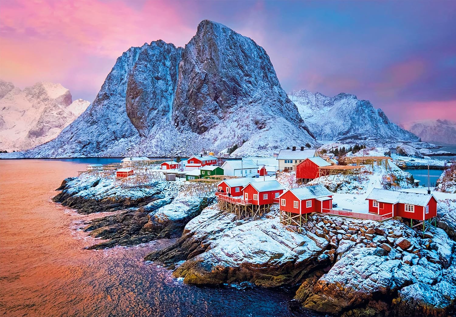 Clementoni - 35144 Collection Hamnøy Village - Jigsaw Puzzle 500 Pieces, Jigsaw Puzzle for Adults - Made in Italy