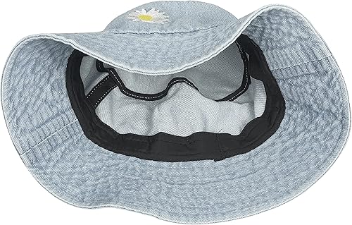 Miniatura 4 de QOOEQPQY Sombrero de pescador de protección solar de mezclilla lavada unisex sombrero de pescador bordado de margarita