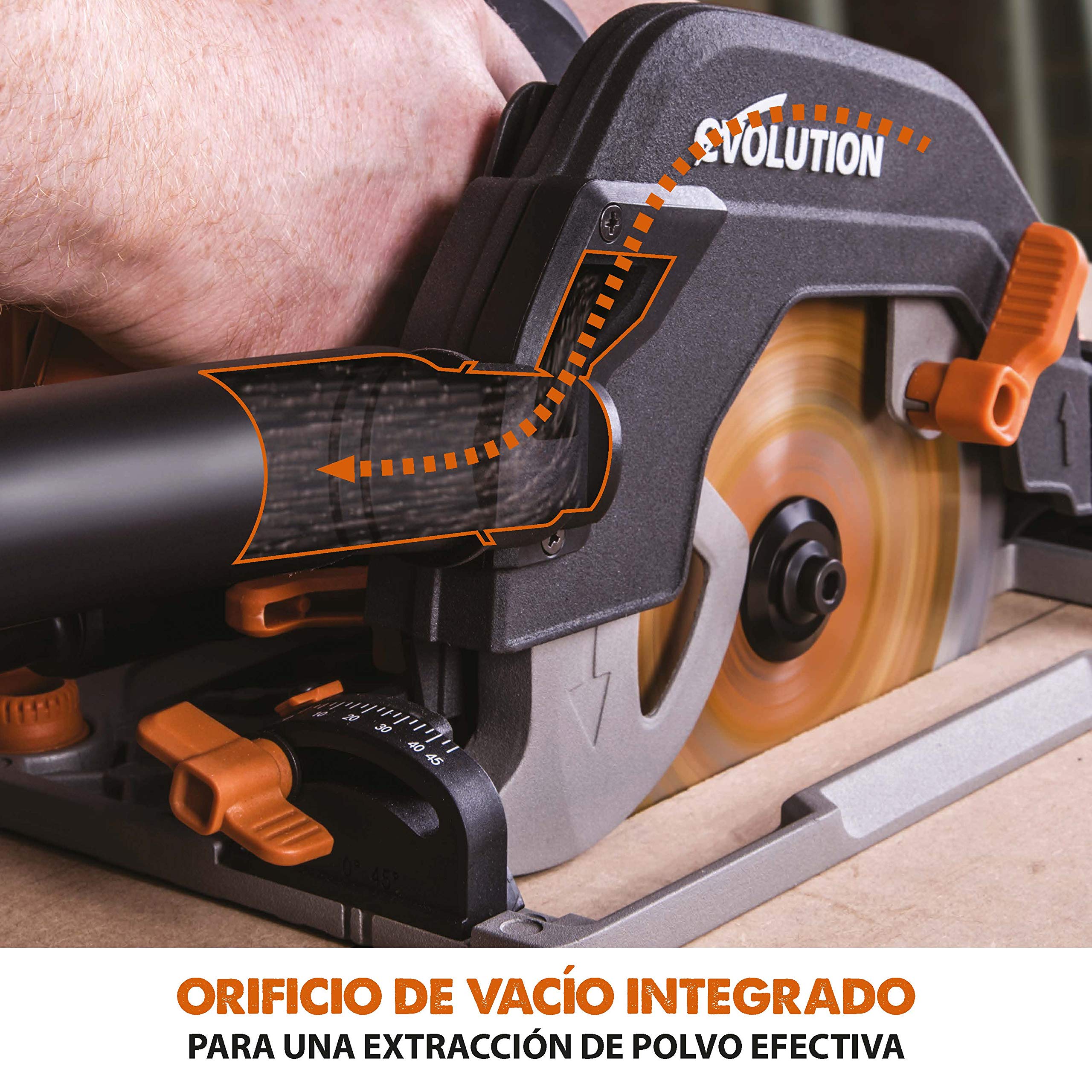EVOLUTION POWER TOOLS R185CCSX Sierra Circular multimaterial Compatible (Paquete de combinación 1020 mm con guía incluida), 230 V, 185 mm
