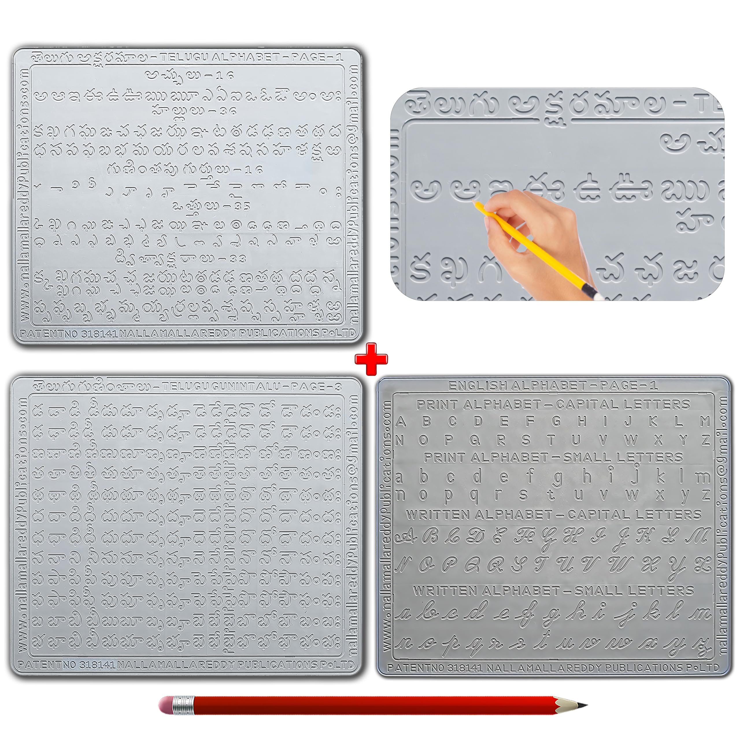 Aksharabhyas Telugu Alphabet with English Slate Set for Kids | Reusable Grooved Slates for Letter Writing Practice with Pencil | Early Learning Kit for Handwriting Improvement-picture-26