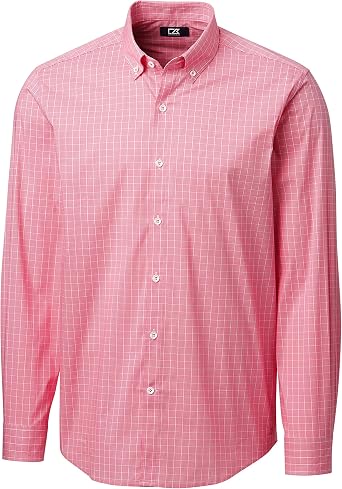 Cutter & Buck Mens Mens Long Sleeve Soar Windowpane Check Button Down Shirt