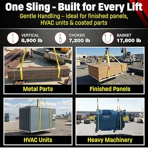 Miniatura 5 de DD Sling - Eslinga de elevación de nailon de 3 pulgadas x 30 pies – Fabricada en EE.UU., 8,900 lb vertical, 7,200 lb estrangulador, 17,800 lb