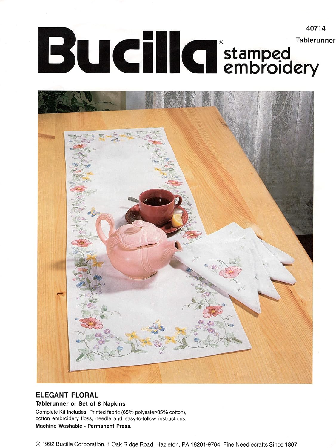 Bucilla - Elegant Floral Tablerunner - Stamped Embroidery Kit 40714