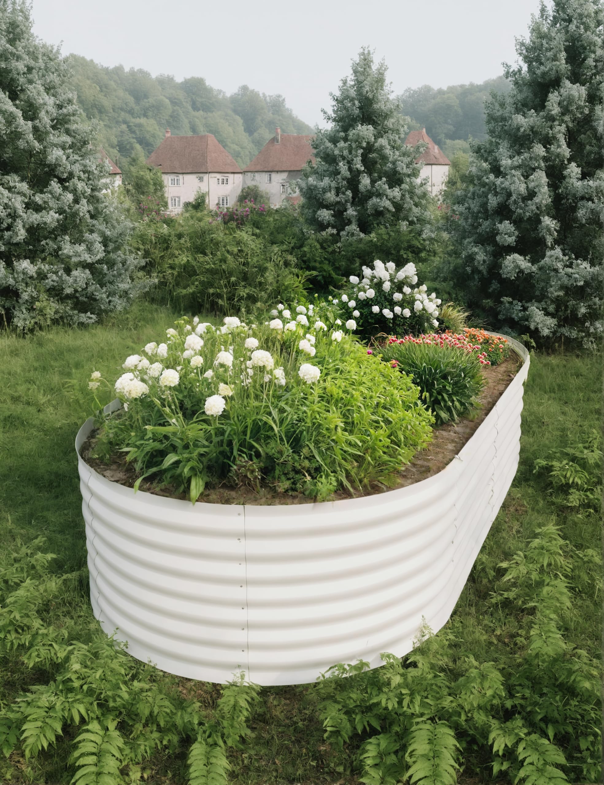 Patio Lawn 8x4x2ft Raised Garden Bed,Galvanized Raised Planter Boxes Outdoor with Easy Assembly, Large Garden Bed for Vegetables, Fruits, Flower,Raised Garden Bed,Beige