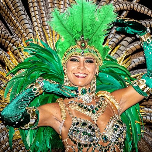 Miniatura 5 de Diadema de Mardi Gras, diadema de Mardi Gras para mujeres y niñas, tocado de plumas de carnaval para fiesta de disfraces de Hawái