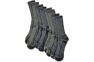 Kirkland Merino Wool Outdoor Trail Socks (Large, 4 pairs, Blue/Green)