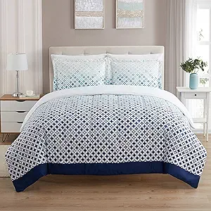 Sweet Home Collection 7 Piece Comforter Set Bag Solid Color All Season Soft Down Alternative Blanket & Luxurious Microfiber Bed Sheets, Genova, Full