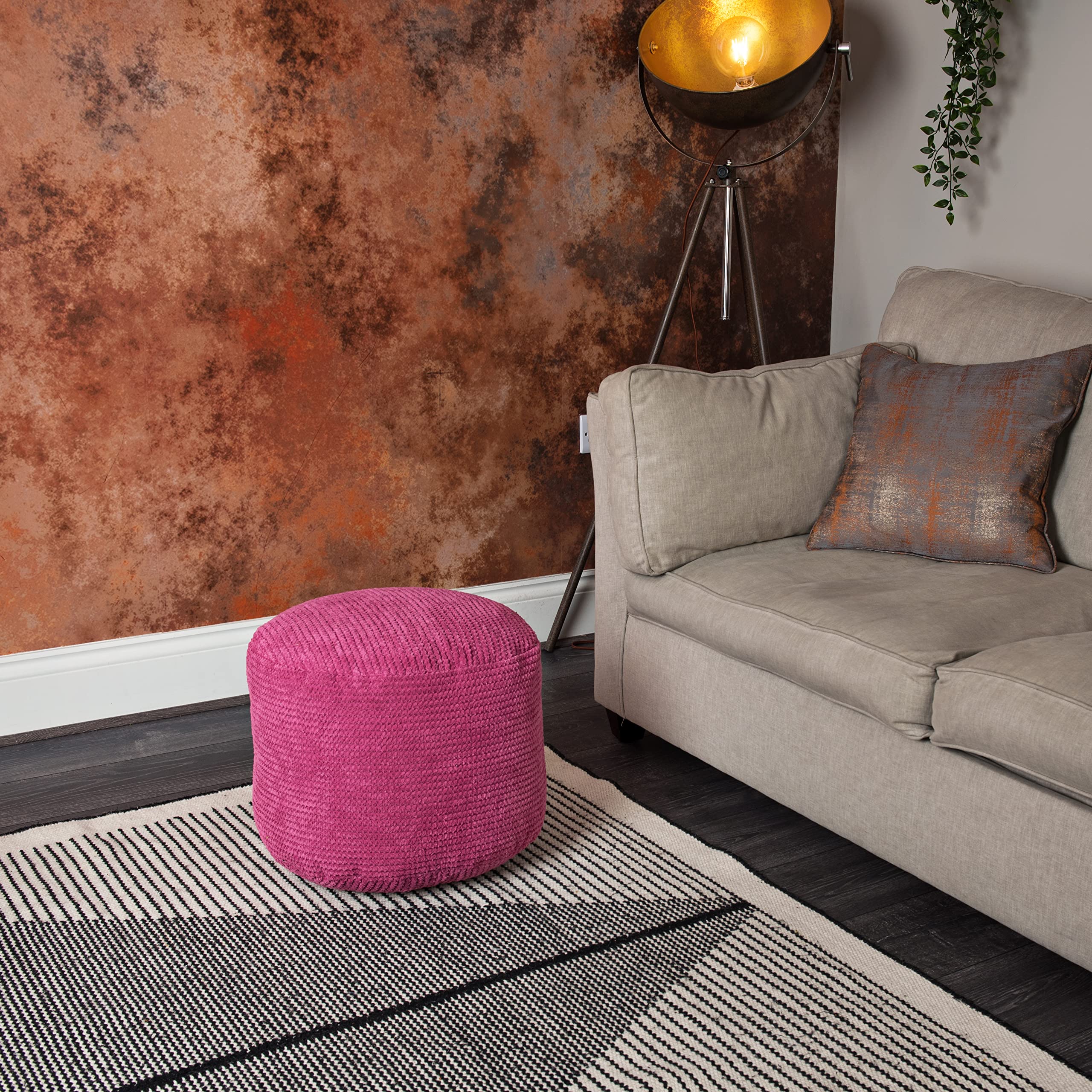 Loft 25 Sacchetto di Fagioli Sgabello Piede Bolla Rotonda | Poggiagambe velluto a coste per Interni da Soggiorno | Pouf dal Design Ergonomico per Adulti | Comodo e Durevole (Rosa)