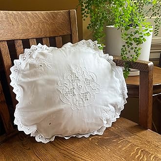 MODERN HEIRLOOM Embroidered and LACE 2-PC Pillow Decorative Pillow Set, 16 inches, Sandra Round White 16" 2 Count
