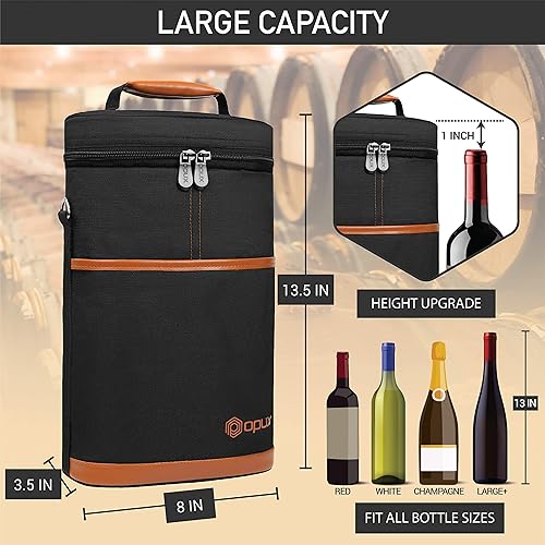 Miniatura 97 de Bolsa para transportar botellas de vino de 2 y 3 botellas. negro