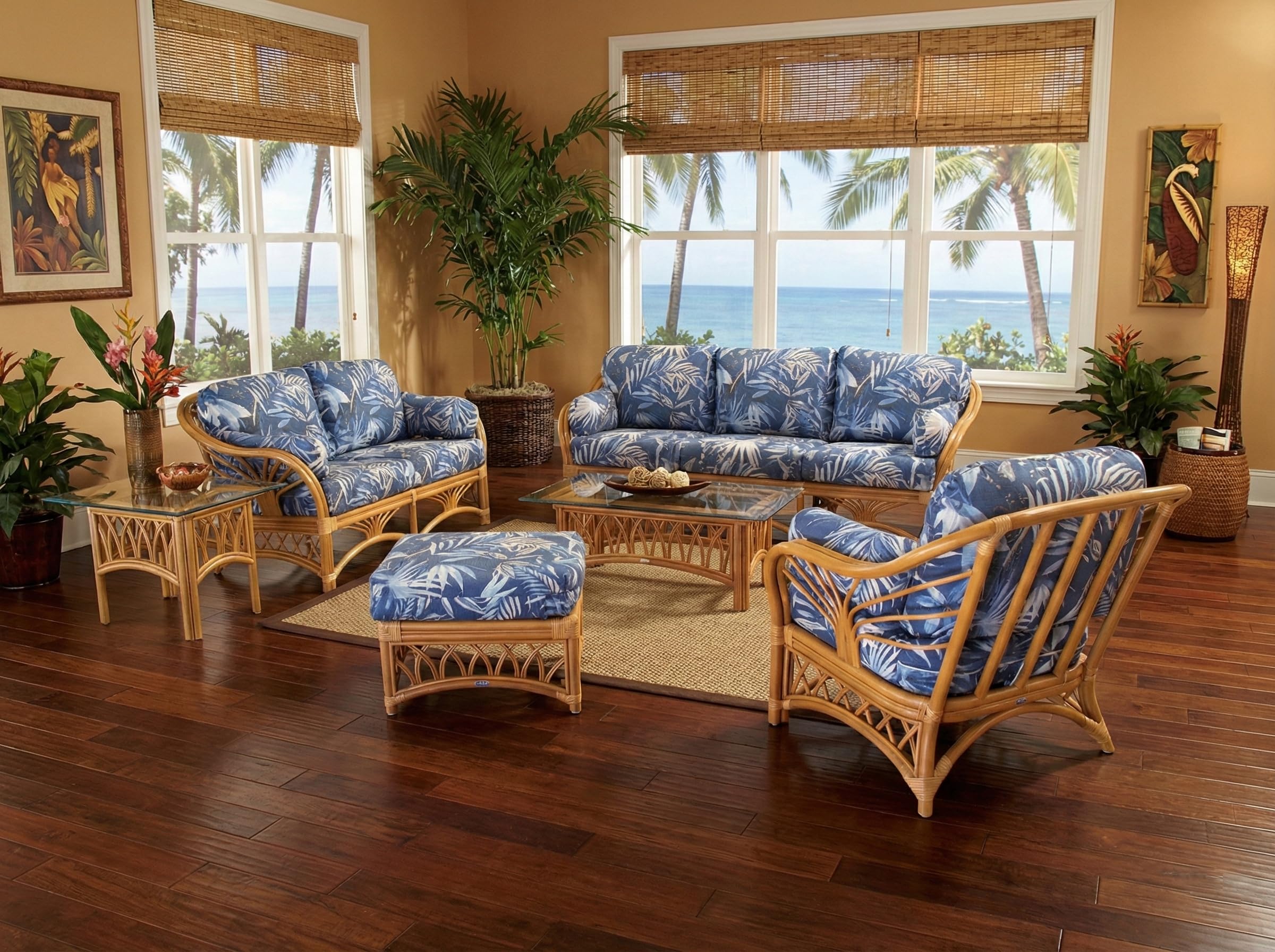 Amazon.com: kingrattan.com Sunrise Rattan Indoor Living Room
