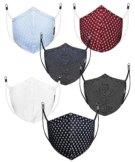 Tavros100%Unisex Cotton Printed Fashionable Fabric N95 Mask for Men ,Women ,Kids , Girls , teens with Adjustable Ear loop , 3d Mask Reusable, Washable Cloth Mask With Melt Blown SSMMS Fabric Layer(Pack of 6), Without Valve