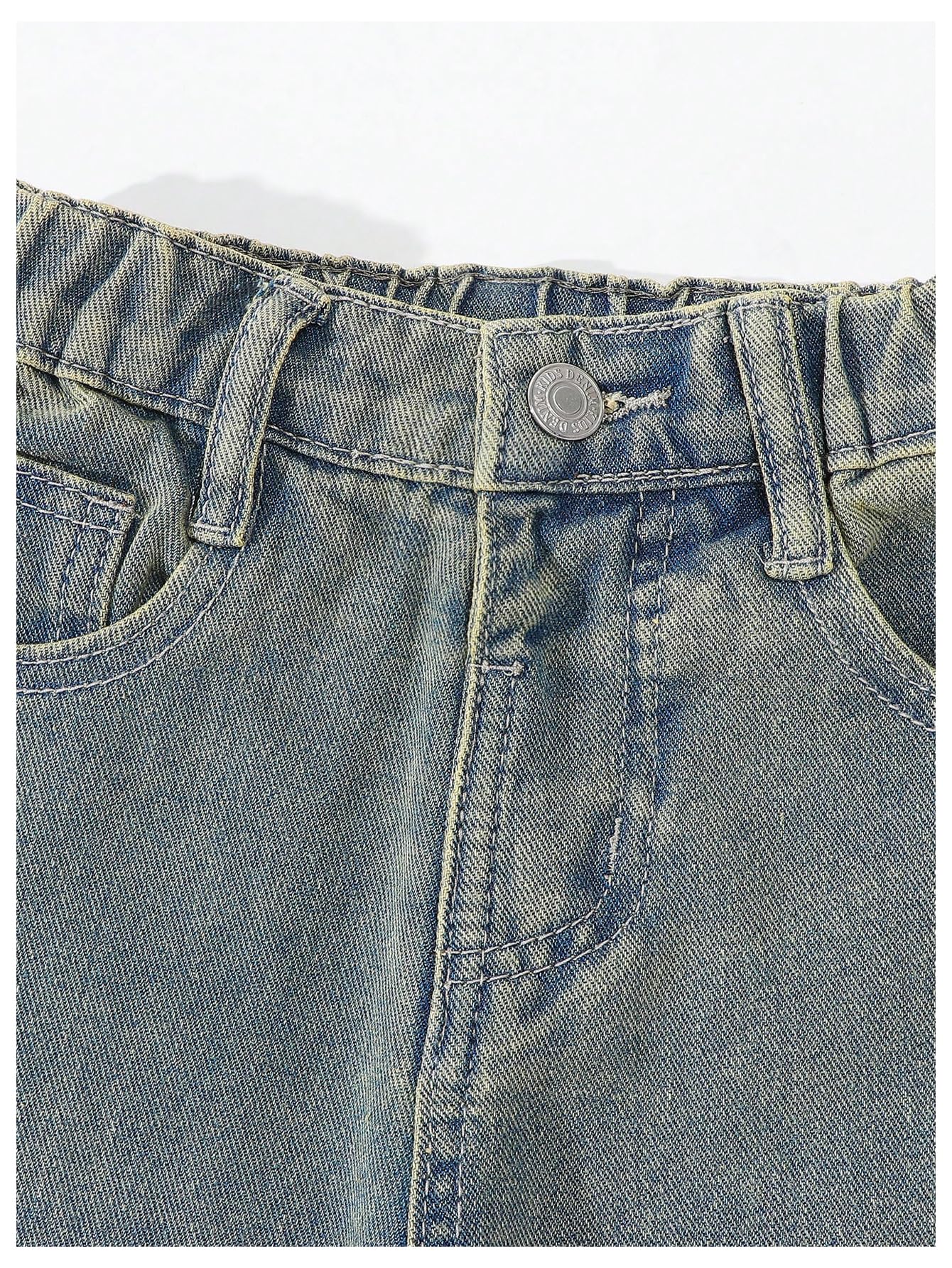 Floerns Pantalones vaqueros holgados de pierna ancha y cintura elástica con botones para niña pequeña