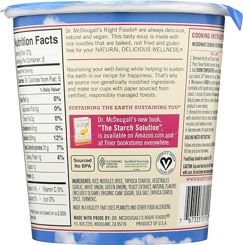 Vista 26 de Dr. McDougall's - Sopa vegana de guisantes divididos - Sin gluten - Fideos ramen - Tazas de fideos ramen instantáneos - Ramen bajo en sodio - Sin