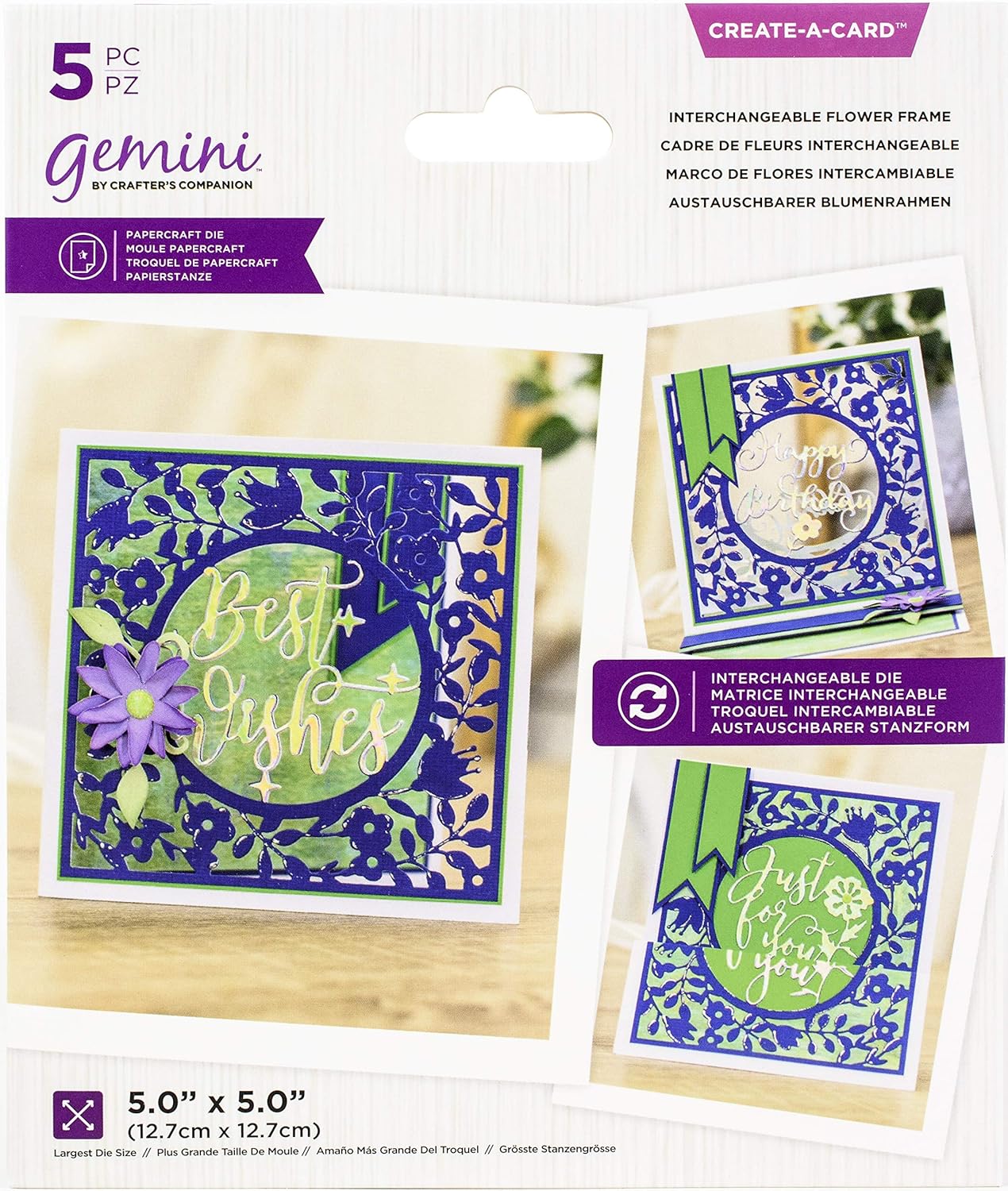 Gemini GEM-MD-CAD-IFF Create-A-Card Metal Die-Interchangeable Sentiment Flower Frame, One Size, Silver