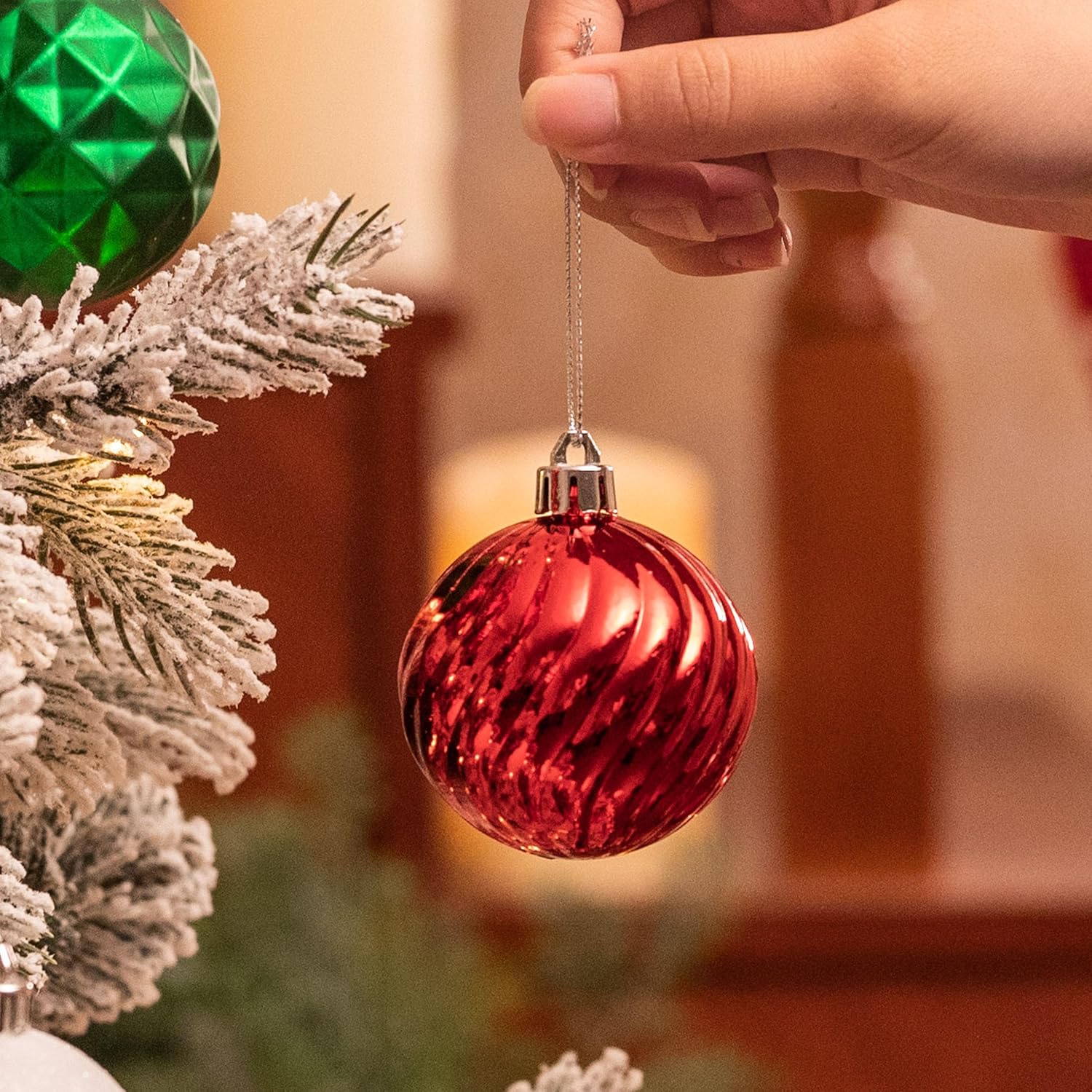 Valery Madelyn Christmas Ornaments Value Bundle(2 Items), 24ct & 100ct Red Green White Shatterproof Christmas Ball Ornaments Set, Decorative Hanging Ornament Bulk for Xmas Holiday Party Decor