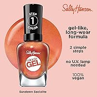 Vista 3 de Sally Hansen Miracle Gel Salon Quality Nail Polish Gel-Like Formula, Two-Step System, No UV Light Needed, Long Lasting Opaque, Shimmery 382
