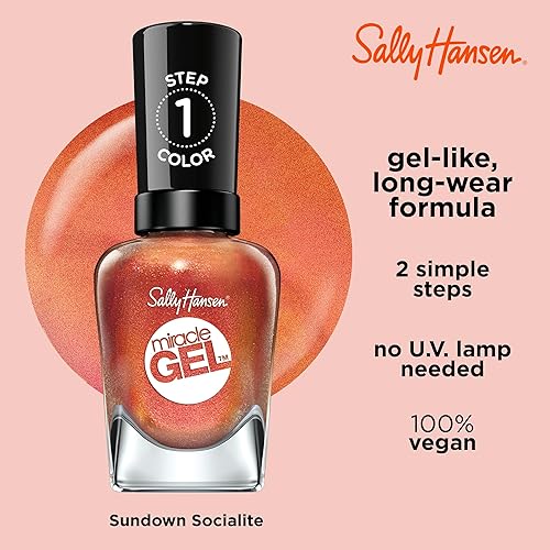 Miniatura 3 de Sally Hansen Miracle Gel Salon Quality Nail Polish Gel-Like Formula, Two-Step System, No UV Light Needed, Long Lasting Opaque, Shimmery 382
