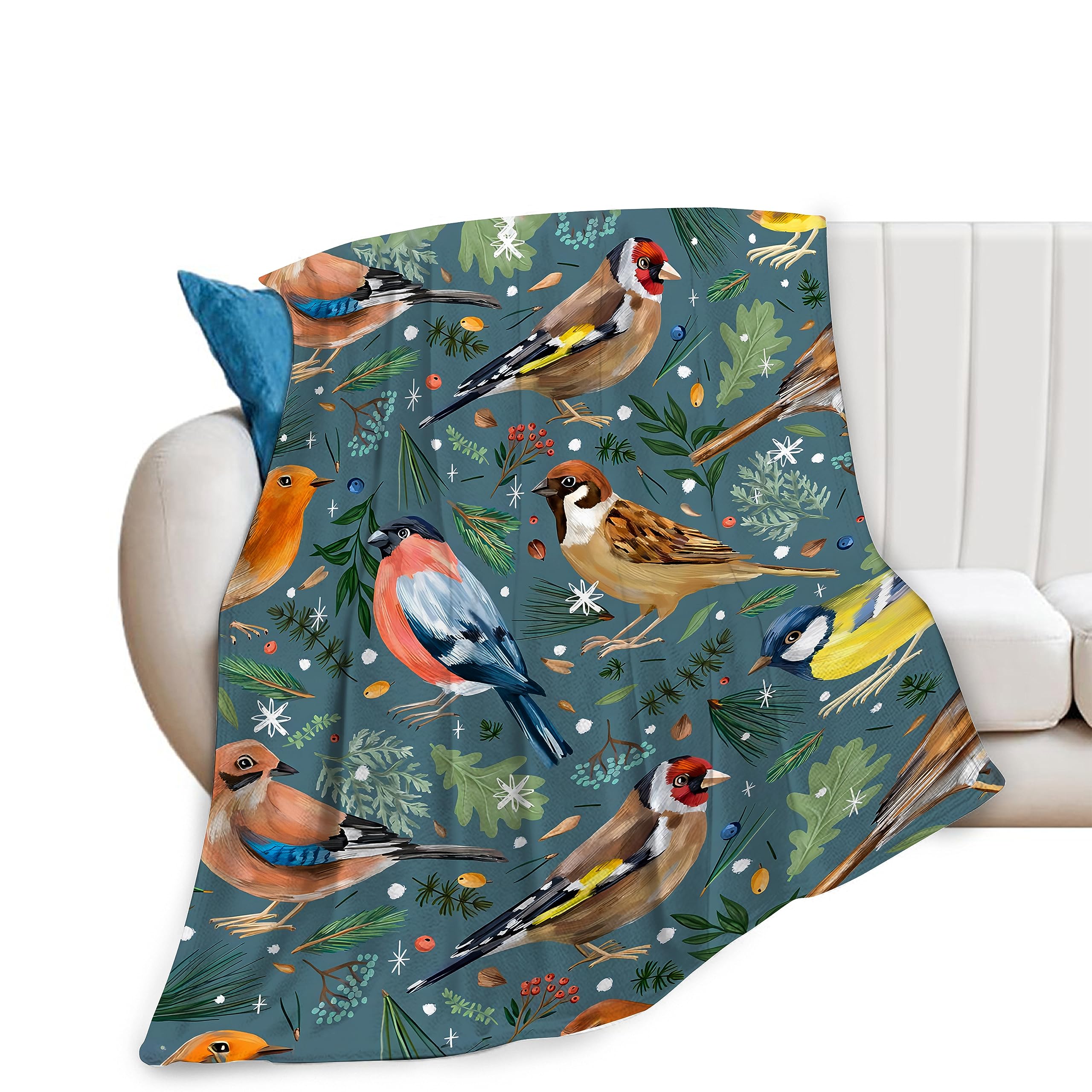 Yowecso Super Soft Fluffy Flannel Colorful Bird Throw Blanket - Cozy Fuzzy Plush Bedding Decor Gift for Boys, Girls, Teens, Adults - Couch, Sofa - 50"x40"