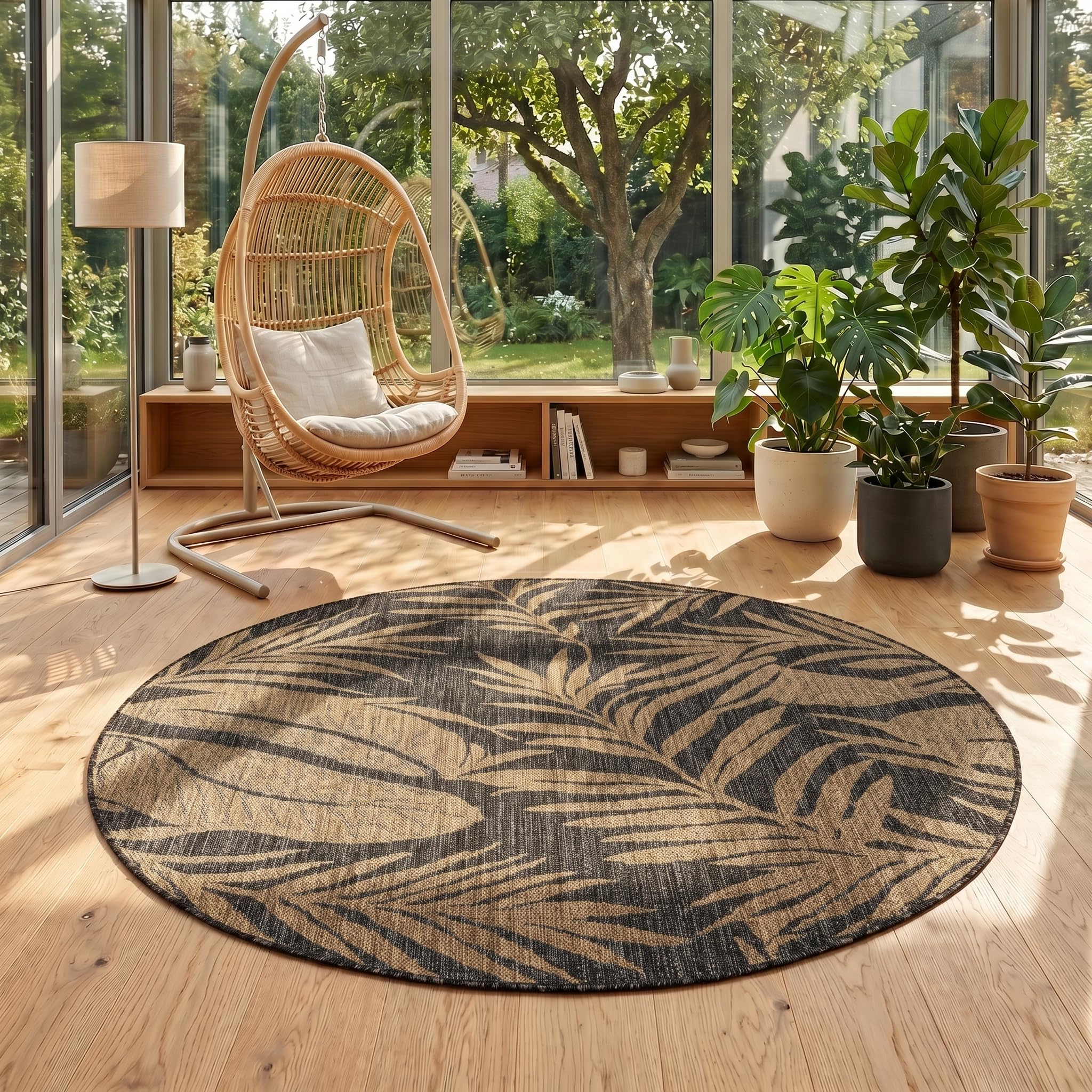 Teppium Outdoor Teppich Beige Balkon Terrasse Garten Wetterfest UV-beständig Teppich Einfarbig Flachgewebe Pflegeleicht Robust Modern