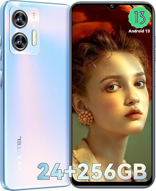 OUKITEL C35 Sim-Free & Unlocked Mobile Phones - Android 13 24GB RAM(12+12)+256GB ROM Mobile Phones, 6.56 HD+ Smartphone with 5150mAh Battery, 50MP+8MP Camera Fingerprint+Face Unlock Telephone 4g,Blue