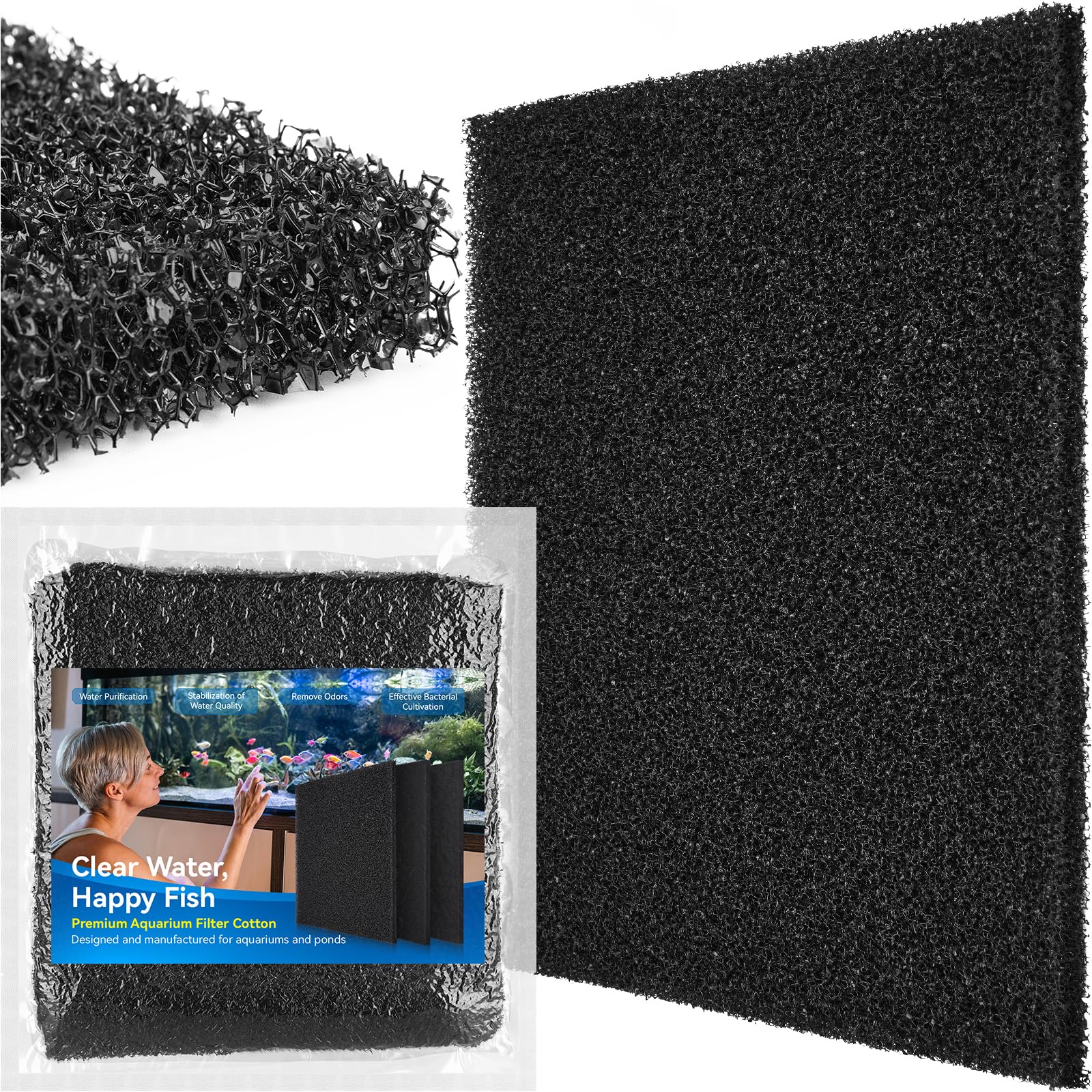 Borlech Almofada de esponja de filtro biológico para aquário - Meio filtrante de aquário