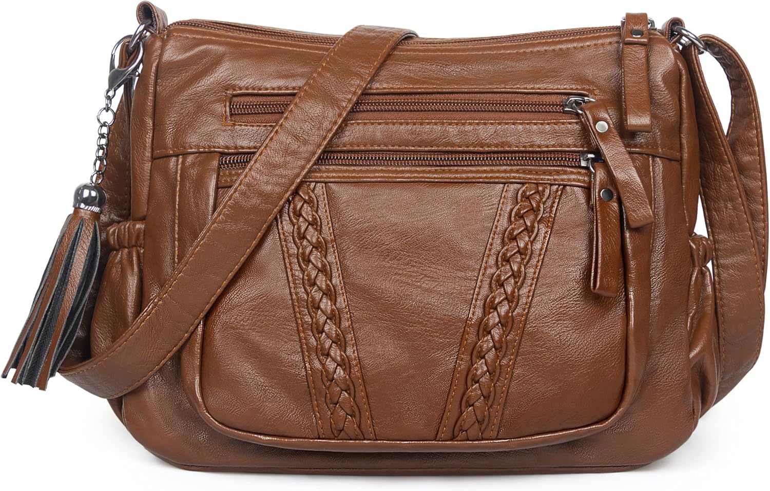 VOLGANIK ROCK Crossbody Bag for Women with Tassel Ladies Soft PU leather Purses and Handbag Pocketbooks