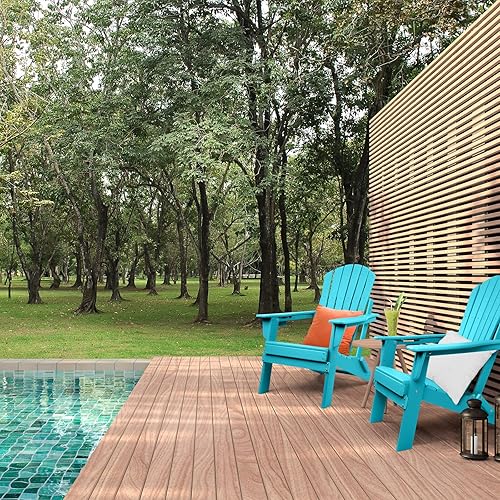 Miniatura 5 de FUNBERRY Juego de 2 sillas plegables Adirondack para todo tipo de clima, sillas para hogueras de polietileno de alta densidad con soporte para tazas