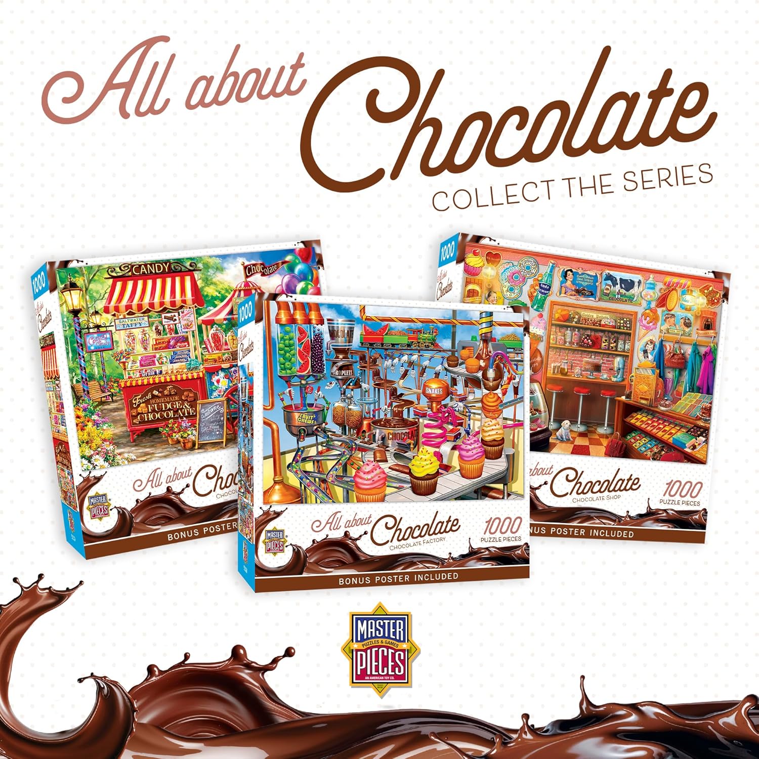 MasterPieces Chocolate Shop 1000 Piece Jigsaw Puzzle for Adults & Family - Matte Finish, Eco-Friendly, Bonus Poster - 19.25"x26.75"