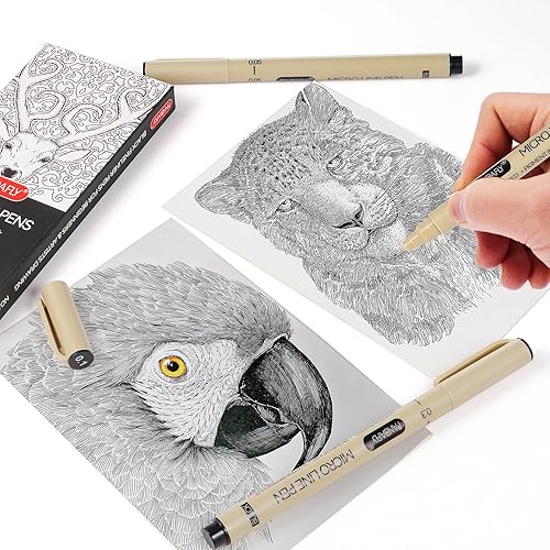 Miniatura 3 de PANDAFLY Black Fineliners - Bolígrafos de punta ultrafina de 6 tamaños, tinta de archivo impermeable, bolígrafo de arte negro para dibujar,
