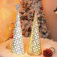 Vista 3 de Juegoal Decoración de mesa de Navidad iluminada con estrella y 10 luces LED, funciona con pilas, adorno de escritorio para interiores, Navidad