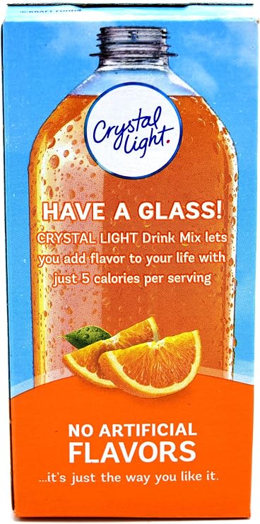 Crystal Light On-The-Go Drink Mix Packets, Zero Sugar Powdered Water Enhancer, Natural Flavor Low Calorie Beverage Mix, Powdered Soft Drink Mix for Flavorful Hydration, Classic Orange, 0.13 Ounce