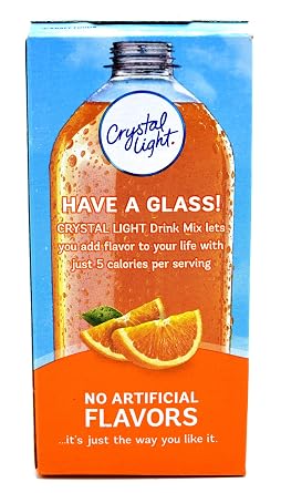 Crystal Light On-The-Go Drink Mix Packets, Zero Sugar Powdered Water Enhancer, Natural Flavor Low Calorie Beverage Mix, Powdered Soft Drink Mix for Flavorful Hydration, Classic Orange, 0.13 Ounce Packets, 10 Count (Pack of 5)