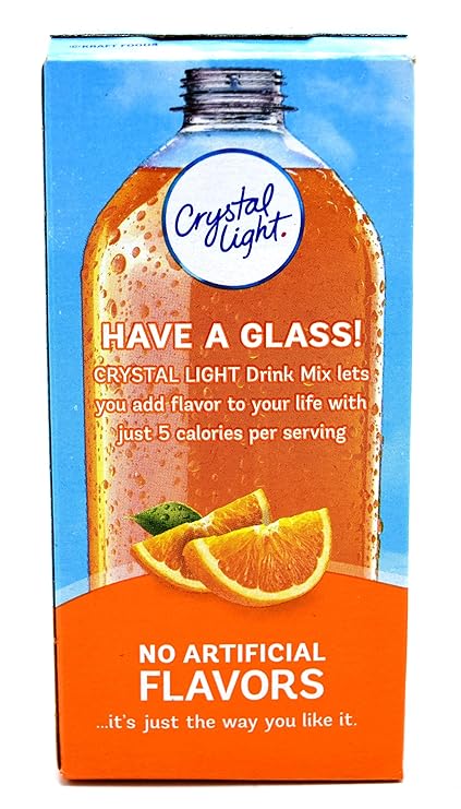 Crystal Light On-The-Go Drink Mix Packets, Zero Sugar Powdered Water Enhancer, Natural Flavor Low Calorie Beverage Mix, Powdered Soft Drink Mix for Flavorful Hydration, Classic Orange, 0.13 Ounce Packets, 10 Count (Pack of 5)