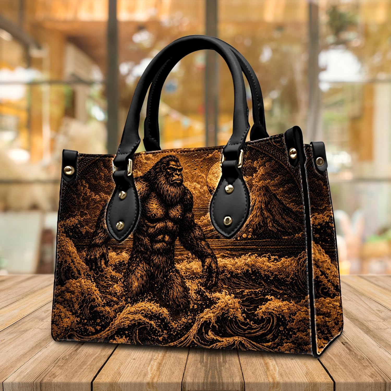 Novelty Animal Art Leather Handbag Collection with Matching Purse, Vintage Wildlife Tote Bag Gift for Women - Image 3