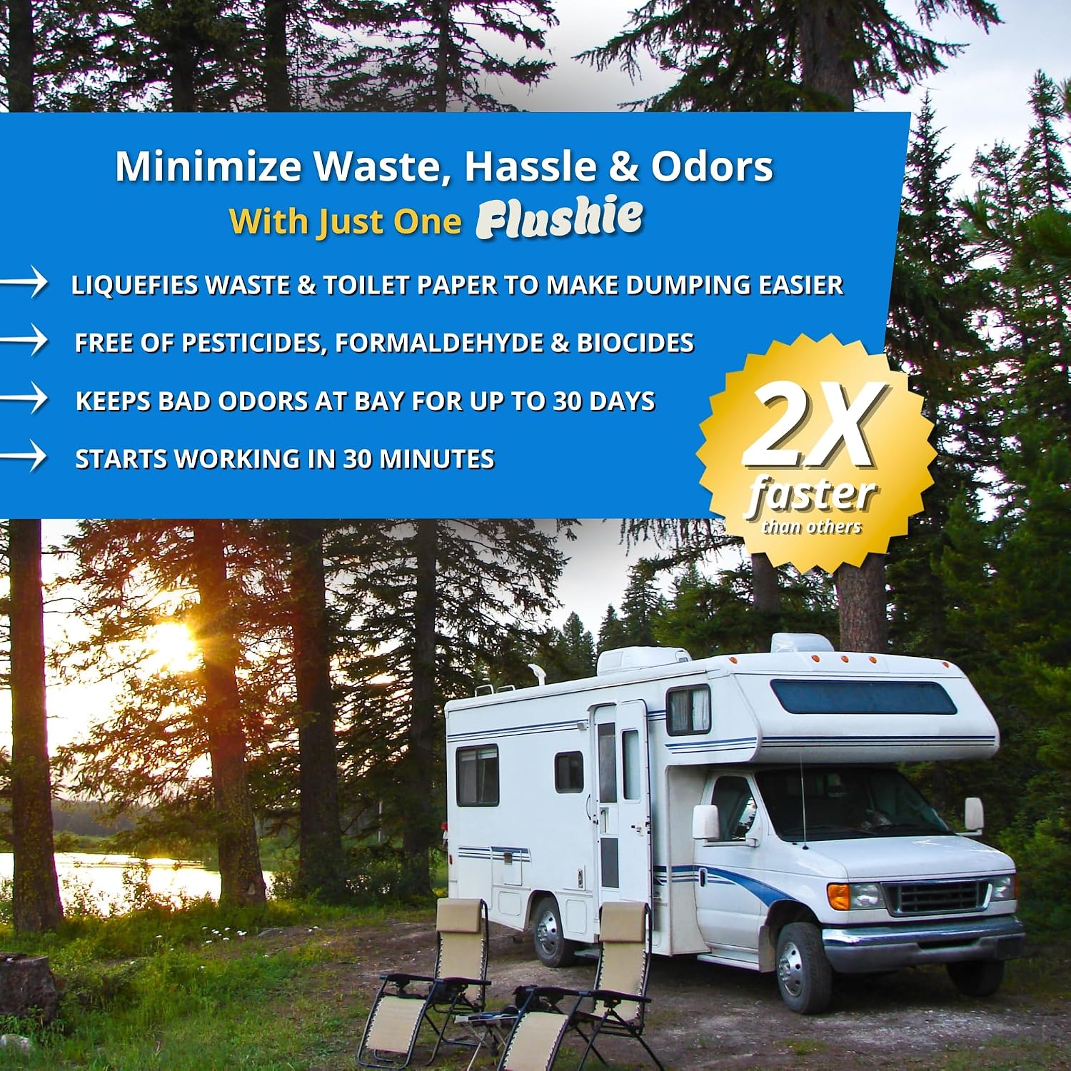 EZ-RV Flushies RV Black Tank Treatment Pods – Bio-Enzyme Tank Maintenance for RV, Camper & Trailer – Waste Breakdown, Septic Safe Holding Tank Treatment – No Mess Drop-In Pods