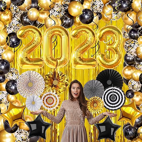 Miniatura 8 de Enorme kit de arco de globos de graduación 2022, paquete de 110, globos dorados 2022, flecos de lámina dorada, remolinos colgantes, kit de guirnalda