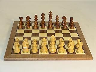 WorldWise Wooden Chess Set with Walnut/Maple Board and German Knight