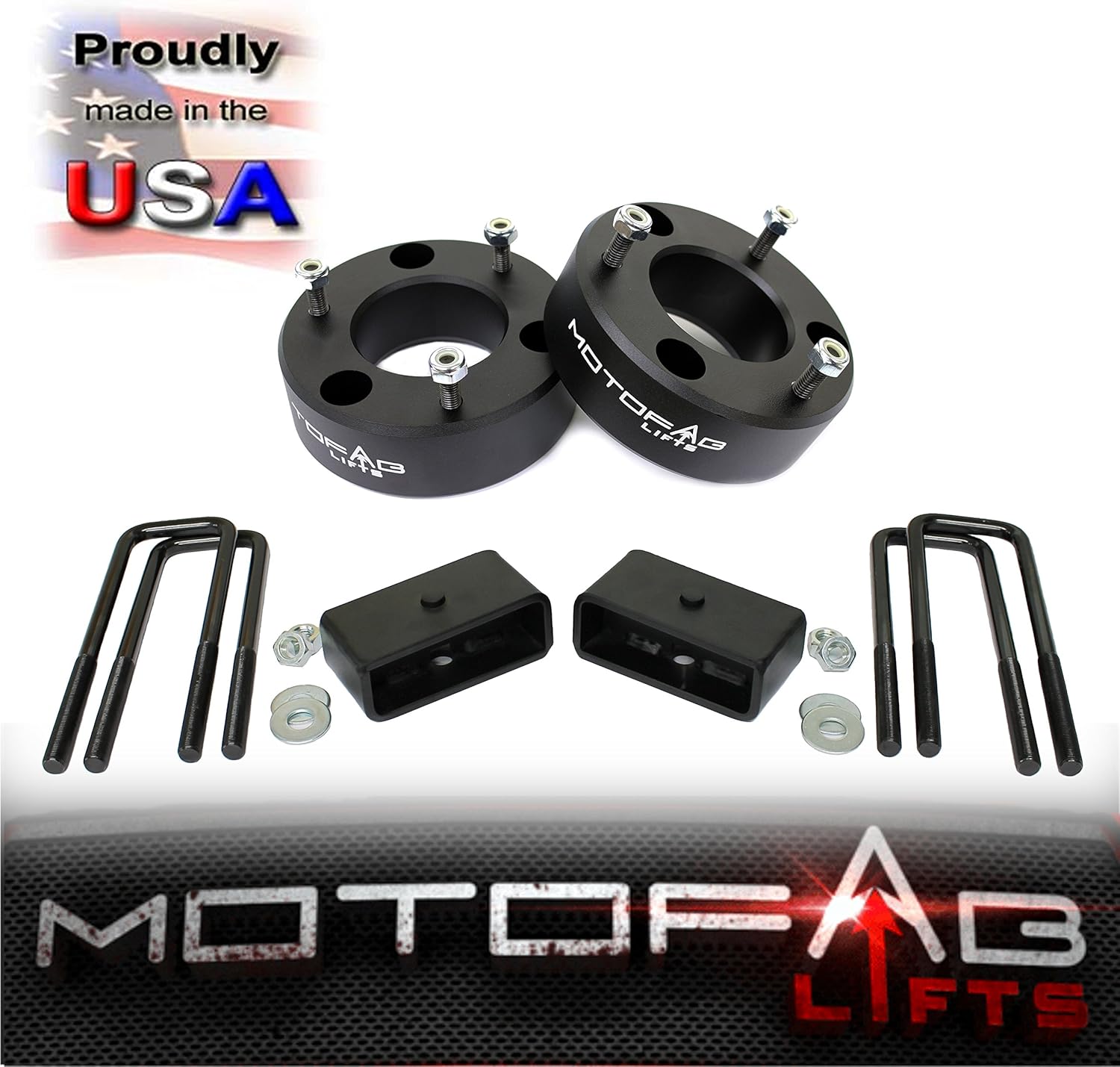 MotoFabLifts CH-3F-1R 3 in Front and 1 in Rear Leveling lift kit that is compatible with 2007-2019 Chevy Silverado Sierra GMC