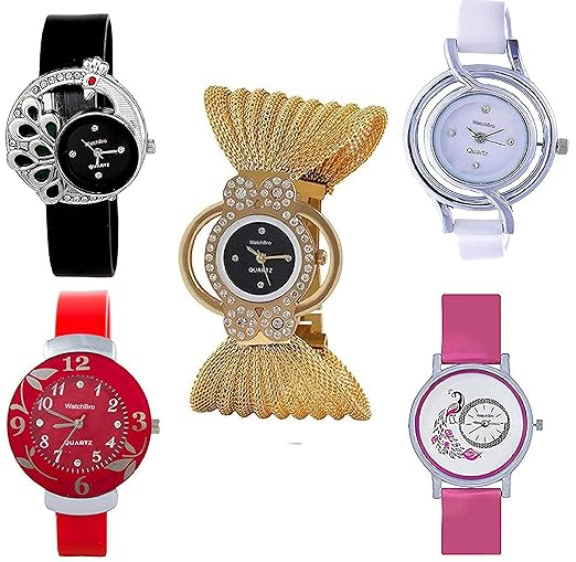 WatchBro Preet Collection Analog Multicolor Dial Women's Watch Combo(Set Of 5)