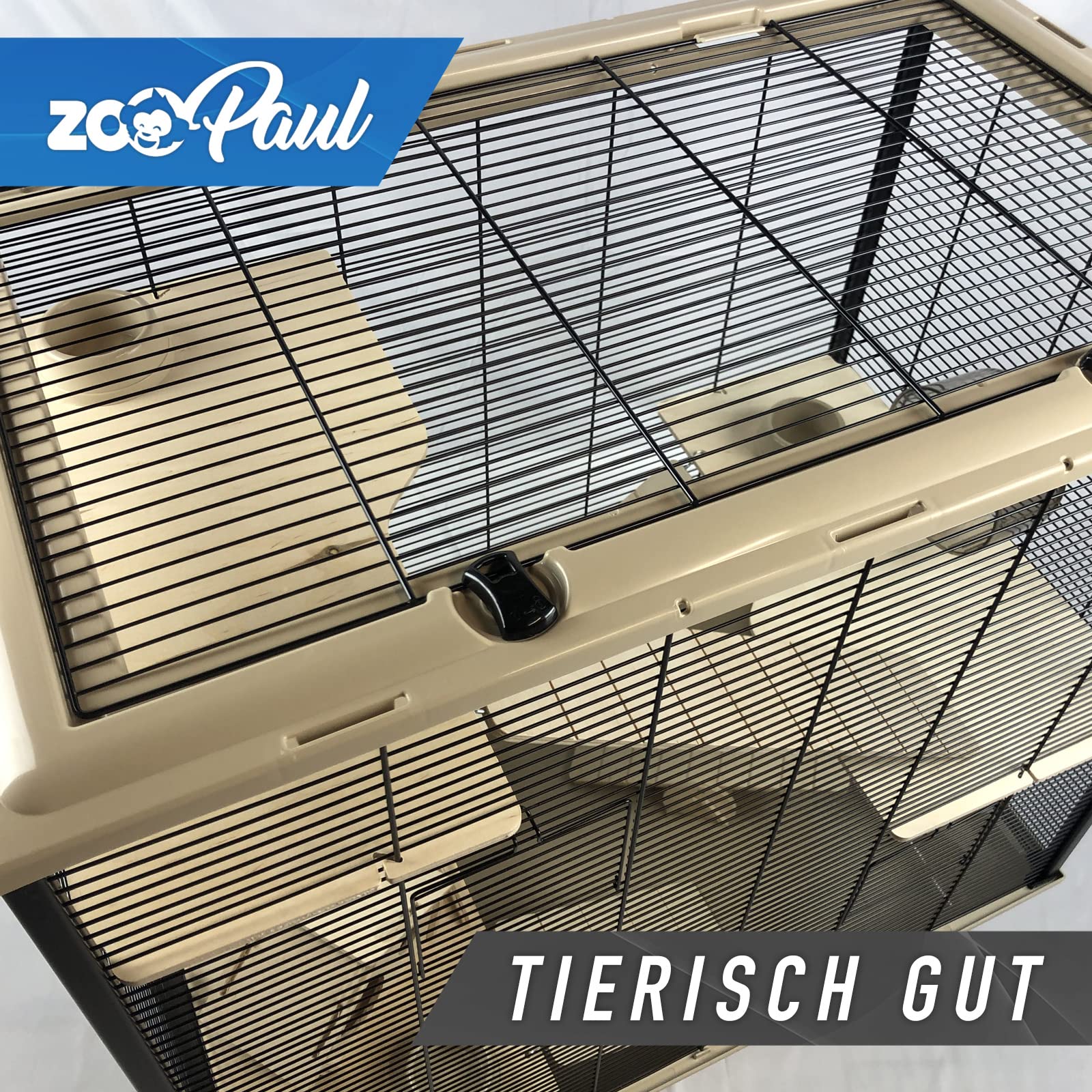 ZooPaul XXL Hamsterkäfig Fargo mit Viel Zubehör aus Holz für Hamster Ratten Degus Kleintiere Schwarz 80x78x48 cm