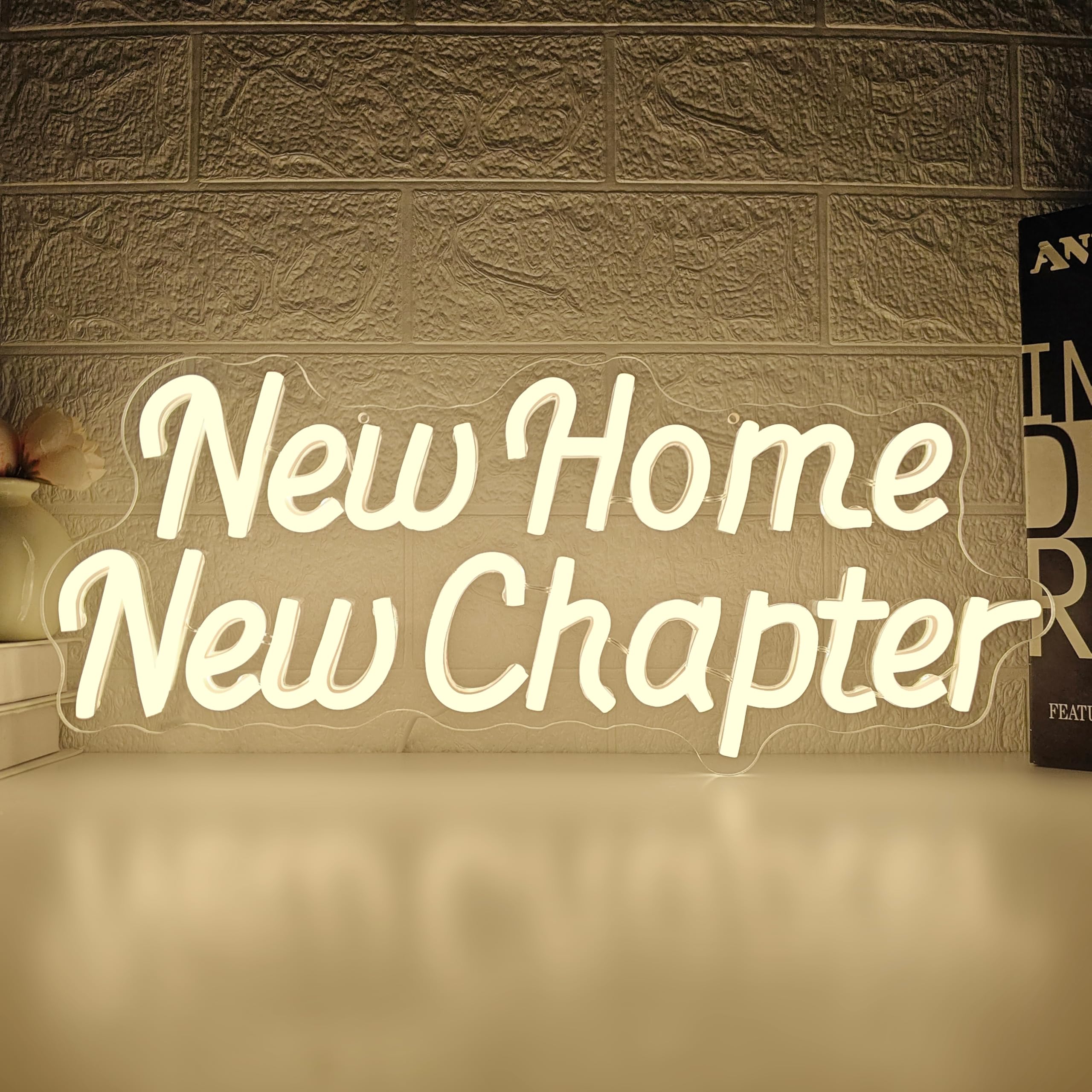 New Home New Chapter Neon Sign for Wall Decor Housewarming Party Decorations Welcome Home Led Sign Dimmable Housewarming Neon Light Up Signs for Family Themed D